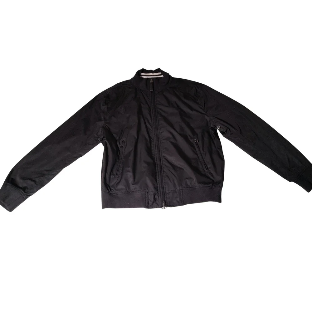 Polo Ralph Lauren Mens Black Jacket Full Zip Ribbed Mock Neck Large VTG